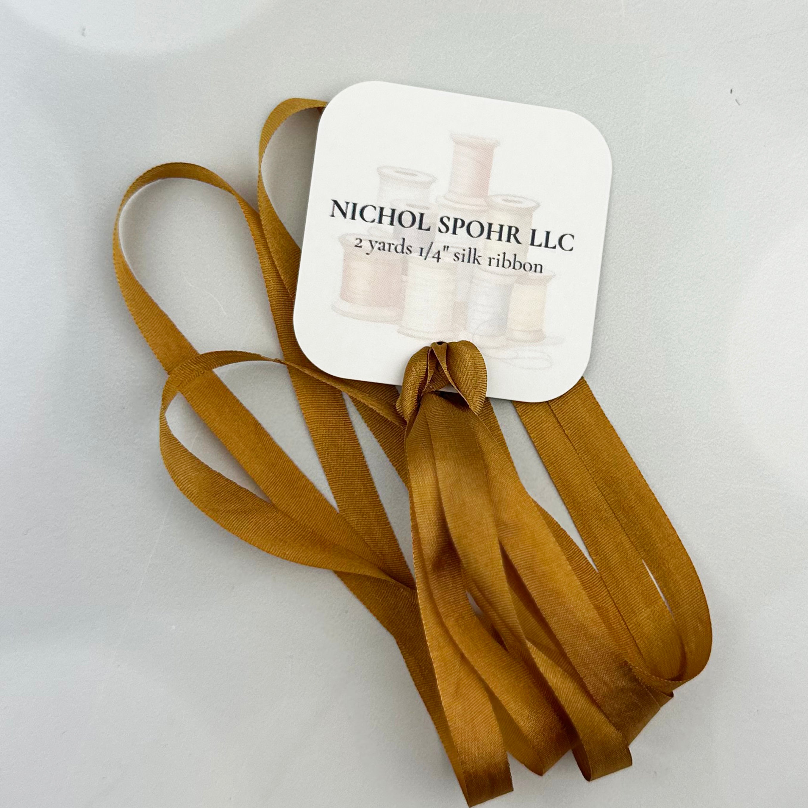 1/4" Silk Ribbon - Antique Gold