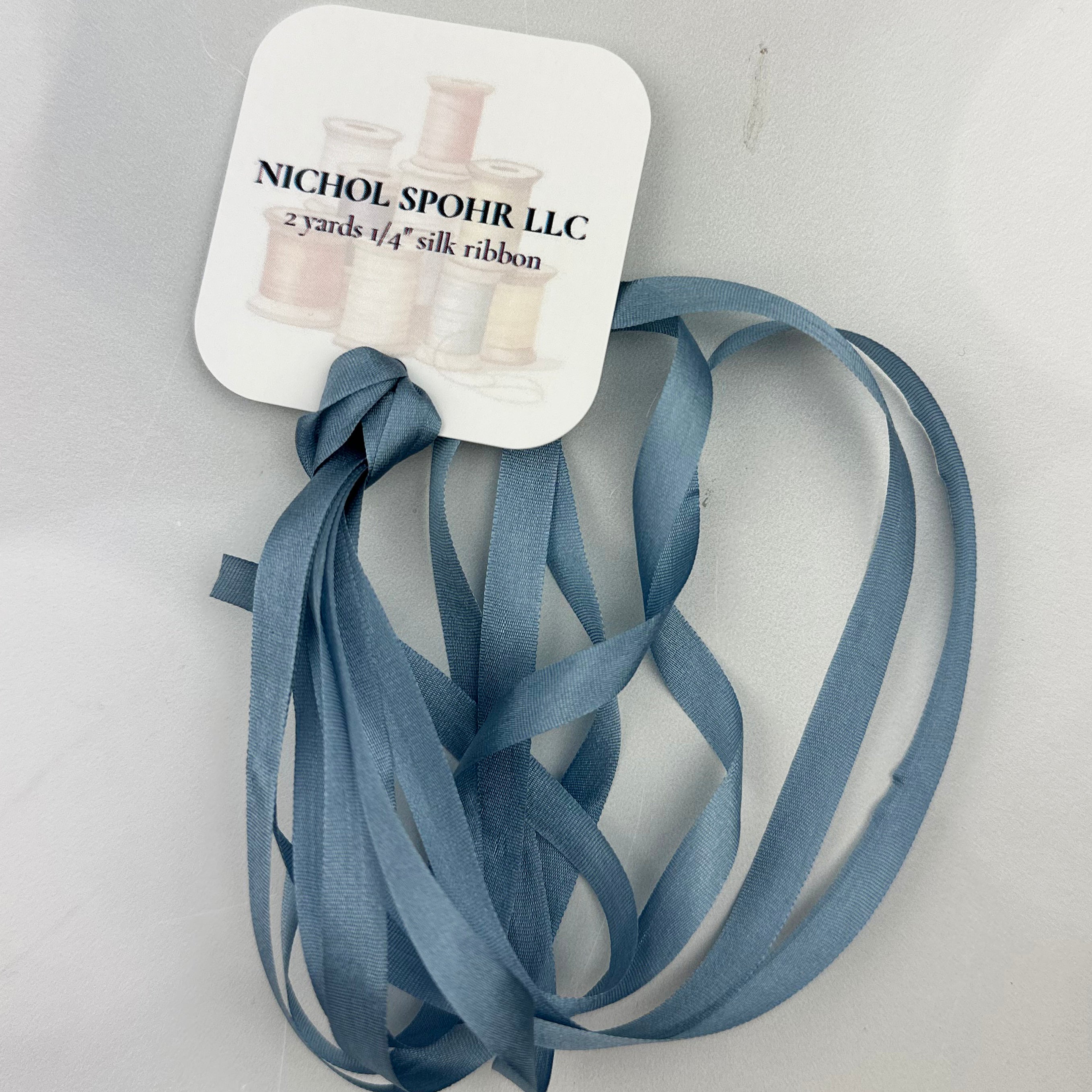 1/4" Silk Ribbon - Blue Gray