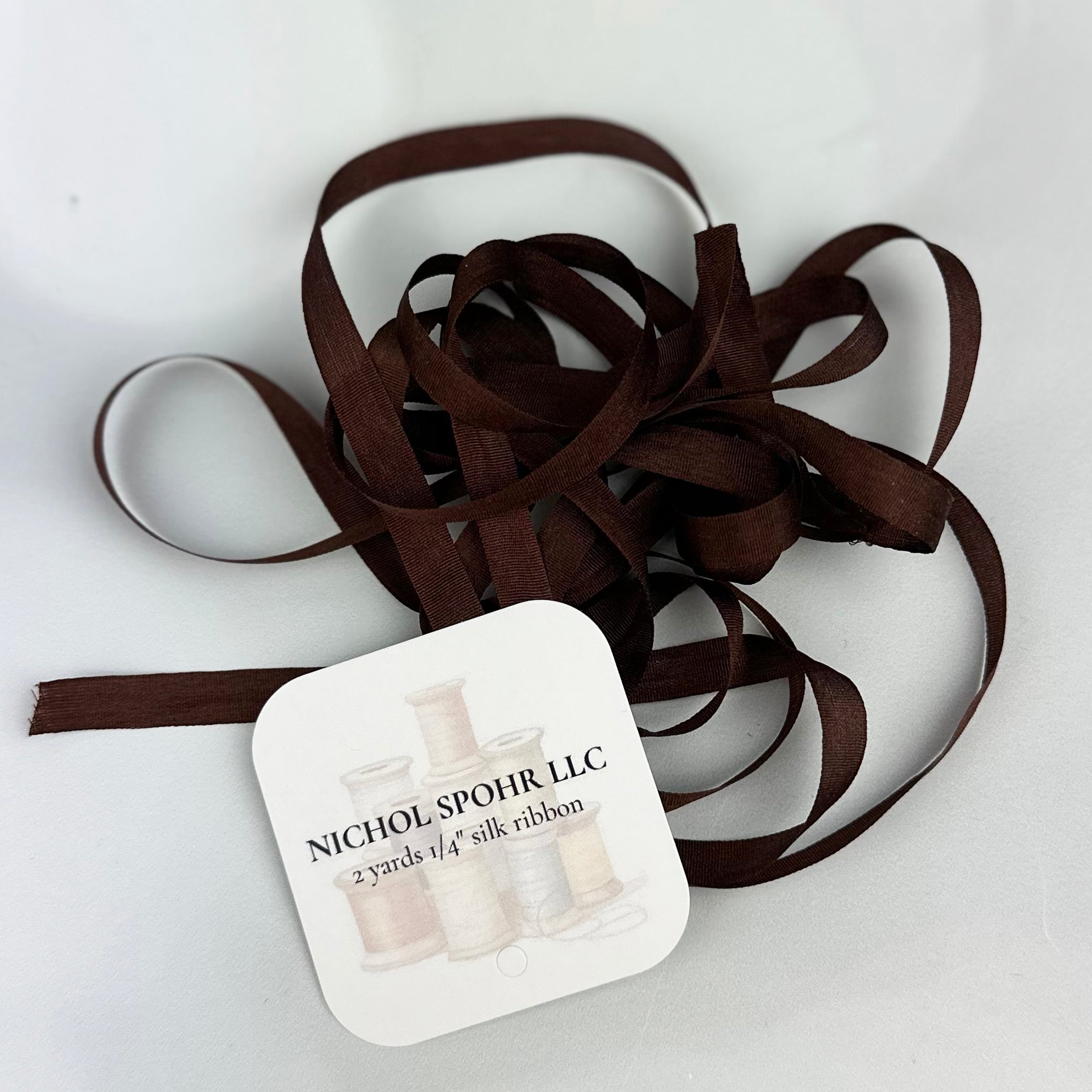 1/4" Silk Ribbon - Chocolate Brown